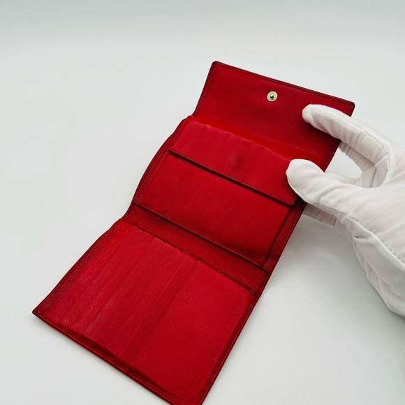 Prada Saffiano Leather Wallet Red - Picture 10 of 14